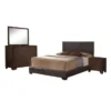 Acme Furniture Ireland Brown Faux Leather 4-Piece Espresso Bedroom Set - Eastern King