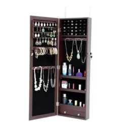 Jewelry Storage Mirror Cabinet Can Be Hung On The Door Or Wall - Brown -Bed Frame Shop ab3fc0de b7dc 4337 ae15 3a8565bc6d0d