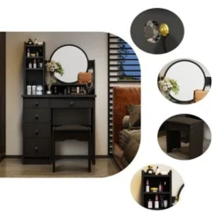 Make Up Vanity Set Dressing Table(Black/White) - Black -Bed Frame Shop ab862d72 c9f2 45ea 8a66 0800e3d09462