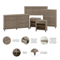 Somerset 5 Piece Full/Queen Size Bedroom Set By Bush Furniture - Storm Gray -Bed Frame Shop ac0380e4 6376 47fa b3f9 3a2ae0498d77