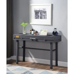 One Drawer Metal Frame Vanity Desk - Gunmetal -Bed Frame Shop ac2c2f2f 235c 49b1 b29f 5bc79d730c6b