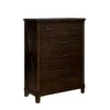Five Drawer Solid Wood Chest With Metal Bar Handle, Walnut Brown - Brown - 5-drawer