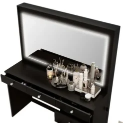 Boahaus Selene Dressing Table With LED Lights - Black - Crystal Ball Knobs -Bed Frame Shop ac7bdaf3 4c8f 4463 9043 f25846708fcc