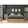 Nexera Arsenal Storage Bedroom Set With Nightstand, Natural Maple And Greige - Full