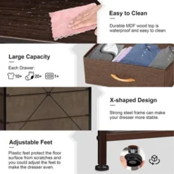 5 Drawers Vertical Dresser Storage Tower Organizer Unit For Bedroom - Brown - 5-drawer -Bed Frame Shop add50015 c53d 43da 9fa3 3373e1658ed4