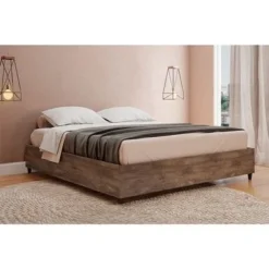 Mid-century Platform Bed With Headboard - White - King -Bed Frame Shop adf9c732 1af8 4280 aab0 f02a9980e869