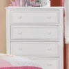 Wooden 5 Drawers Chest, White - 5-drawer
