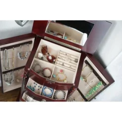 Hives & Honey Robyn Cherry Locking Jewelry Armoire - Cherry -Bed Frame Shop aedbcda9 992f 4161 b65e aa79eb8325b9