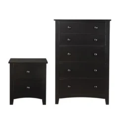 Pine Wooden Nightstand With 2 Drawers - Black -Bed Frame Shop af0a22e6 575a 47a8 ade7 5c870365458e