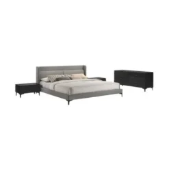 Legend 3 Or 4 Piece Gray Fabric King Or Queen Platform Bed And Nightstands Bedroom Set - King - 3 Piece -Bed Frame Shop af931143 9172 49f7 a07a e53b0beede04