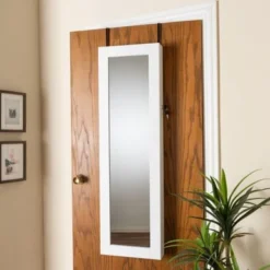 Baxton Studio Richelle Modern Wood Hanging Jewelry Armoire With Mirror - White -Bed Frame Shop b033ca67 2886 4527 a2b0 d054fc0c11e0