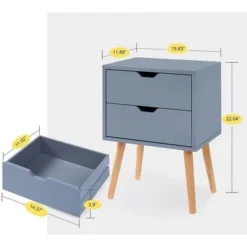Modern Bedside Table With 2 Storage Drawers (2 Piece Set) - Blue - 2-drawer -Bed Frame Shop b1829d03 5a7f 4c15 9889 1c0b318ac492