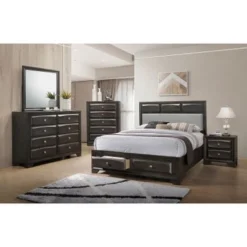 Wooden Storage Bed In Dark Grey Fininsh - Queen -Bed Frame Shop b294c4e9 5288 47a7 a1d9 a66de174135a
