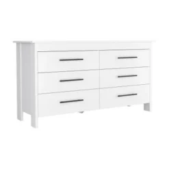 TUHOME Hms Double Dresser With 6 Drawers, 4 Legs And Metal Hardware - N/A - Light Oak / White -Bed Frame Shop b2b037dc 51a8 4fed bf13 331b08f52171