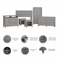 Somerset 6 Piece Full/Queen Size Bedroom Set By Bush Furniture - Storm Gray -Bed Frame Shop b2e86c8d f28a 4253 a35b 2f02ed15d14d