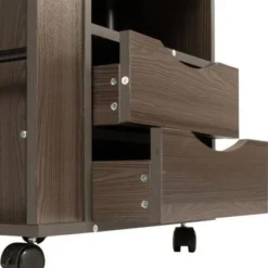 2-Drawers Wooden Nightstand With Adjustable Height,Swivel Top - White -Bed Frame Shop b31d3456 25ae 477e a623 a73be8958eaa