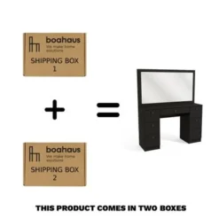 Boahaus Artemisia Modern Vanity, Black, Wide Mirror, 07 Drawers - Black-Gold Knobs -Bed Frame Shop b395802c a1c9 4b1a 9c62 9ee90400f329