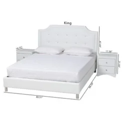 Baxton Studio Carlotta Contemporary & Glam Styled 3-Piece Bedroom Set With White Faux Leather Upholstered Bed - King -Bed Frame Shop b438bb9d 2969 4148 85ff 0cc52245199a