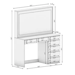 Boahaus Selene Dressing Table With LED Lights (White) - White-Basic Knobs -Bed Frame Shop b460a458 412a 4589 8bf3 8d913bfb369e