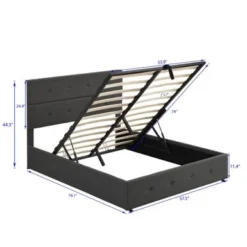 Nestfair Upholstered Platform Bed With Underneath Storage - Grey - Queen -Bed Frame Shop b4992179 11c8 4c7f becd a7eb52e96af4