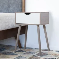 Cement Gray Nightstand With One Drawer,Set Of 2 - Cement Gray