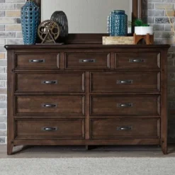 Copper Grove Saddlebrook Tobacco Dresser & Mirror - 9-drawer -Bed Frame Shop b6c77aa1 7e61 4e84 ba98 4f739f721188
