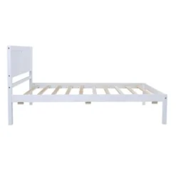Wood Platform Bed Twin Size Platform Bed With Headboard - White -Bed Frame Shop b6f26988 d027 46d7 b2e0 fe6e93a8b64d