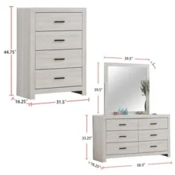 Wooden Queen Storage Bedroom Set In Coastal White - 4 Piece -Bed Frame Shop b776fc16 0295 4a32 83c7 b38fdd7e08ad
