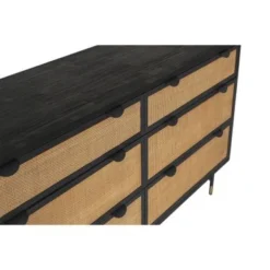 Saratoga 6 Drawer Dresser In Black Acacia With Rattan - 6-drawer - Black -Bed Frame Shop b82af58d a3d5 4051 a818 8fbfdba9c26d