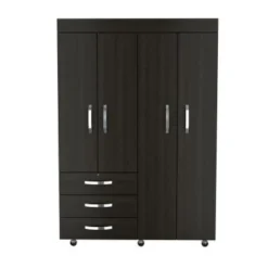 FM Furniture Janeiro Armoire, With One Cabinet And One Hidden Drawer - Black -Bed Frame Shop b8f43f12 ba61 4953 b81d bb110604b31e