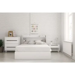 Nexera Aura 4 Piece Bedroom Set, White - Full