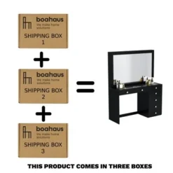 Boahaus Jane Dressing Table, Glass Top, 07 Drawers, Black - N/A - Crystal Ball Knobs -Bed Frame Shop b99fcda1 3ce3 41e0 b5cd 301ace97424d