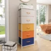 Pellebant 5 Drawers Vertical Storage Tower Organizer - Beige&yellow&orange&blue - 5-drawer