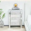 Mirrored Night Stand Bedside Tables With 3-Drawers-Bedside Storage Cabinet - Silver