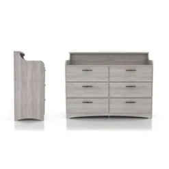 DH BASIC Simple Transitional 47-inch Wide 6-Drawer Double Dresser By Denhour - Coastal White
