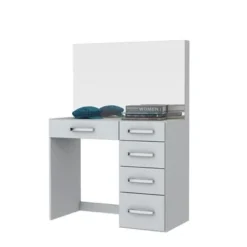 Boahaus Matilda Modern Vanity Table, White, 5 Drawers - White -Bed Frame Shop bb28fc2c a506 45b6 9af5 98751e99202d