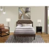 2PC Platform Bed Set - Bed With Dark Brown Faux Leather And Black Legs - A Wire Brushed Black Night Stand (Bed Size Options) - Full