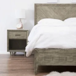 Abbyson Retro Mid-century 3-piece Bedroom Set - Grey - Queen -Bed Frame Shop bc1401ff 1440 46f0 bb37 78f827566c9c