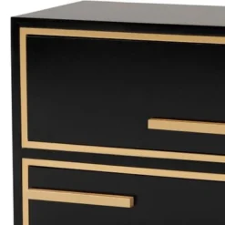 Baxton Studio Giolla Contemporary Glam And Luxe Black Finished Wood And Gold Metal 2-Drawer End Table - Black, Gold -Bed Frame Shop bc7fe081 d188 450d a9ab 73d1be15faf7
