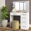 Boahaus Matilda Modern Vanity Table, White, 5 Drawers - White