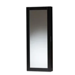 Baxton Studio Pontus Modern Wall-Mountable Wood Jewelry Armoire With Mirror - Black