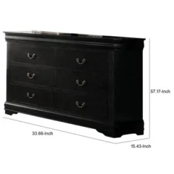 Traditional Style Wooden Dresser With Six Drawers, Black -Bed Frame Shop bd66855c 2e34 41a1 93c7 e860d9f2eaff