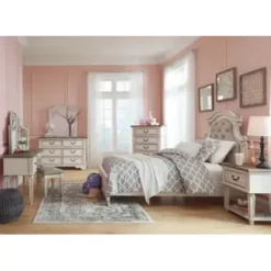 Chipped White Realyn One Drawer Night Stand -Bed Frame Shop be162386 3a42 4d88 8862 8cc5c8f8ec51