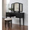 Vanity Set With Tri-Fold Mirror - Black