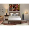 2 Piece Bed Set -Bed With Brown Linen Fabric Button Tufted Headboard - 1 Night Stand (Bed Size Options) - KD18F-1HI0M