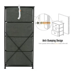 Four-Layer Dresser Storage Tower Stand - Black -Bed Frame Shop bf32019c deb3 4318 8f67 d09c1a7ae3b8