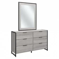 Atria 6 Drawer Dresser With Mirror By Bush Furniture - Modern Hickory -Bed Frame Shop bfa3947d 0e56 41e6 a894 6ee9dd6b8541