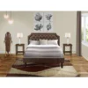 East West Furniture 3-Pc Platform Bed Set With Upholstered Bed And 2 Antique Walnut Nightstands - Dark Brown Faux Leather - GB25Q-2BF08