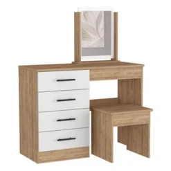Boahaus Tyche Dressing Table (White-Brown) - White -Bed Frame Shop c0362d9d 4ca6 4653 a9b5 973edfbbda7b