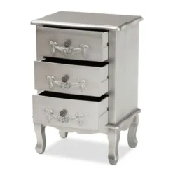 Baxton Studio Callen Classic And Traditional Wood 3-Drawer End Table - Silver -Bed Frame Shop c045d032 4be0 4f25 bcb0 d71db95a4b47